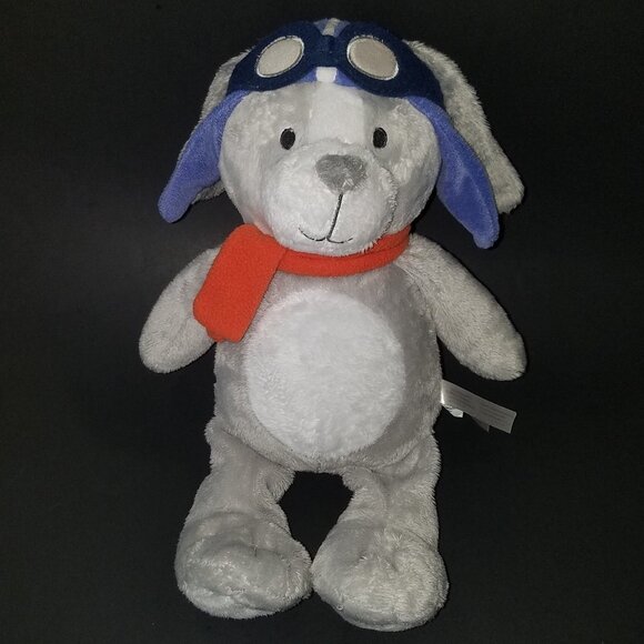 Carter's Take Flight Aviator Puppy Dog Plush Lovey Pilot Gray Blue Stuffed Toy